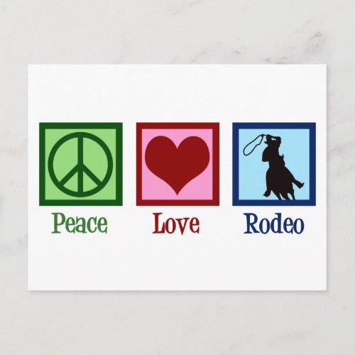 Peace Love Rodeo Country Western Postcard