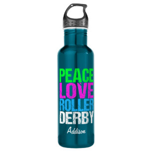 Peace Love Roller Derby Stainless Steel Water Bottle