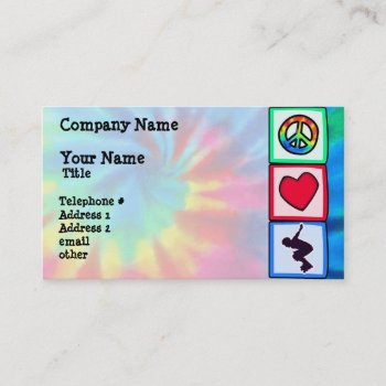 Peace  Love  Rollerblading Business Card by SportsWare at Zazzle
