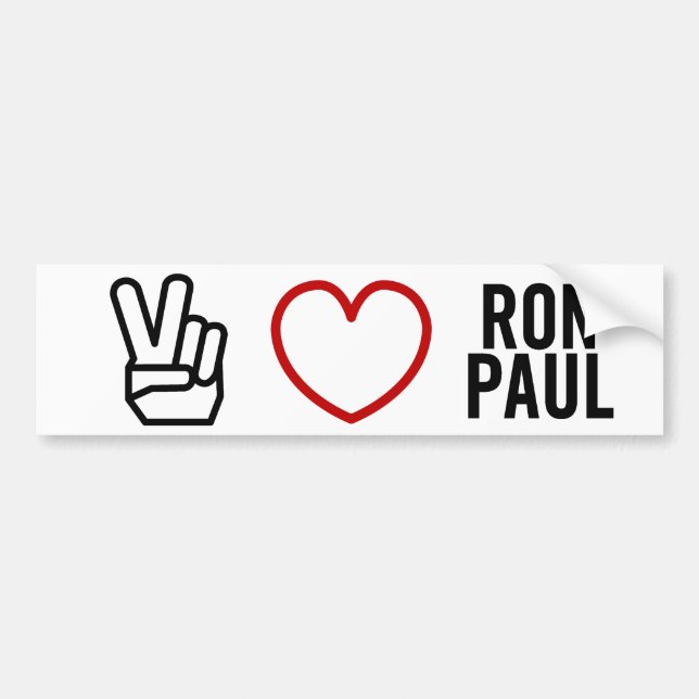 Peace Love Ron Paul Bumper Sticker (Front)