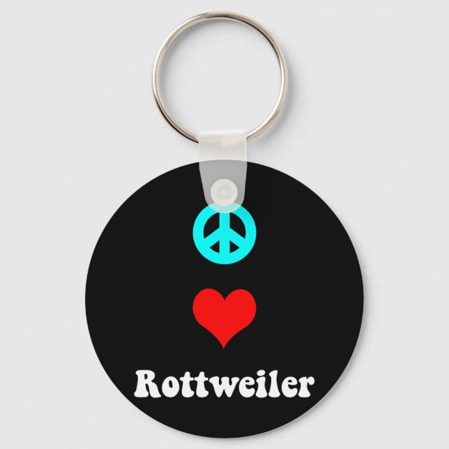 Peace love Rottweiler Keychain (Front)