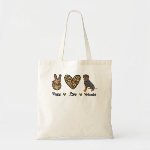 Peace Love Rottweiler Lover Pet Dog Puppy Owner Le Tote Bag