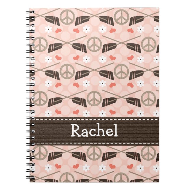 Peace Love Row Rowing Spiral Notebook Journal (Front)