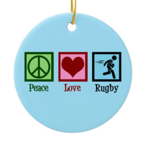 Peace Love Rugby Ceramic Ornament