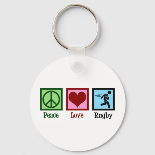 Peace Love Rugby Keychain
