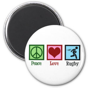 Peace Love Rugby Magnet