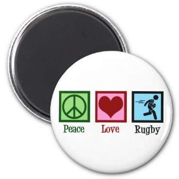 Peace Love Rugby Magnet