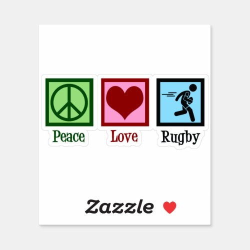 Peace Love Rugby Player Sticker