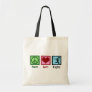 Peace Love Rugby Player Tote Bag