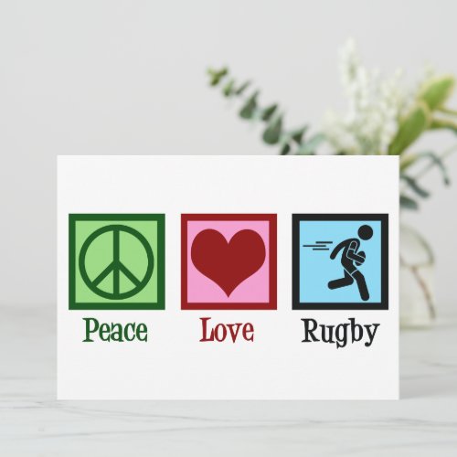 Peace Love Rugby Team Christmas Holiday Card