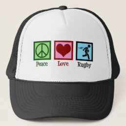 Peace Love Rugby Trucker Hat