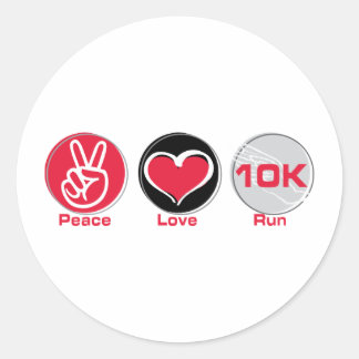 Peace Love Run 10K Classic Round Sticker