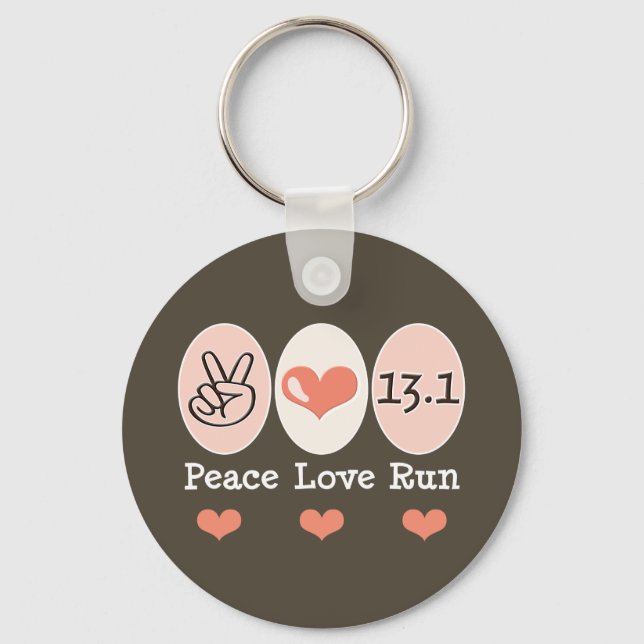 Peace Love Run 13.1 Half Marathon Key Chain (Front)