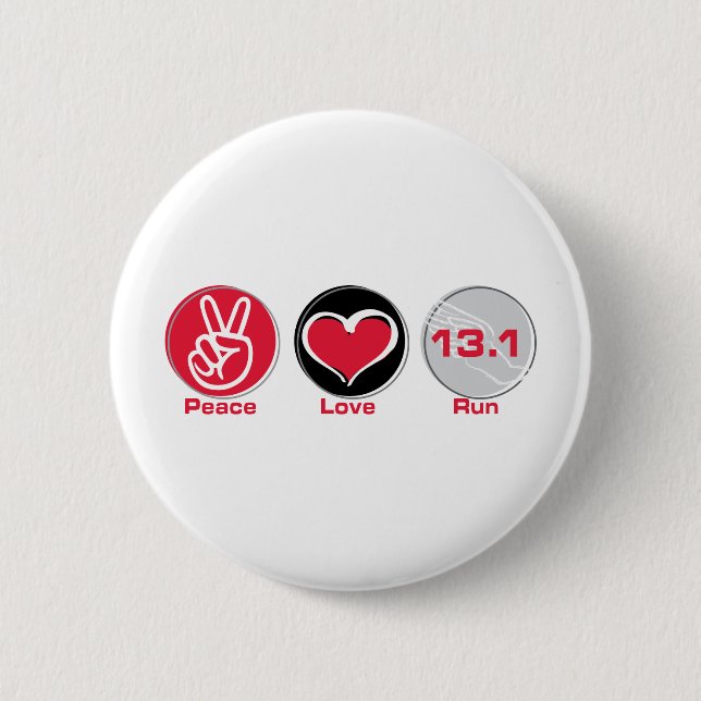 Peace Love Run 13.1 Half-Marathon Pinback Button (Front)