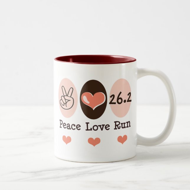 Peace Love Run 26.2 Marathon Mug (Right)