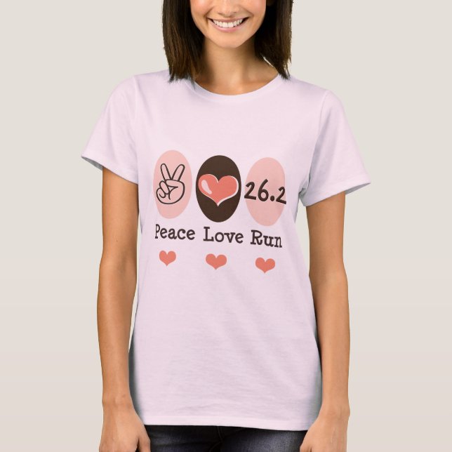 Peace Love Run 26.2 Organic Tee Shirt (Front)