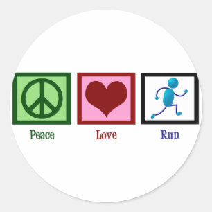 Peace Love Run Classic Round Sticker