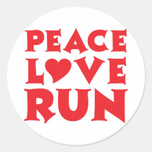 Peace Love Run Classic Round Sticker