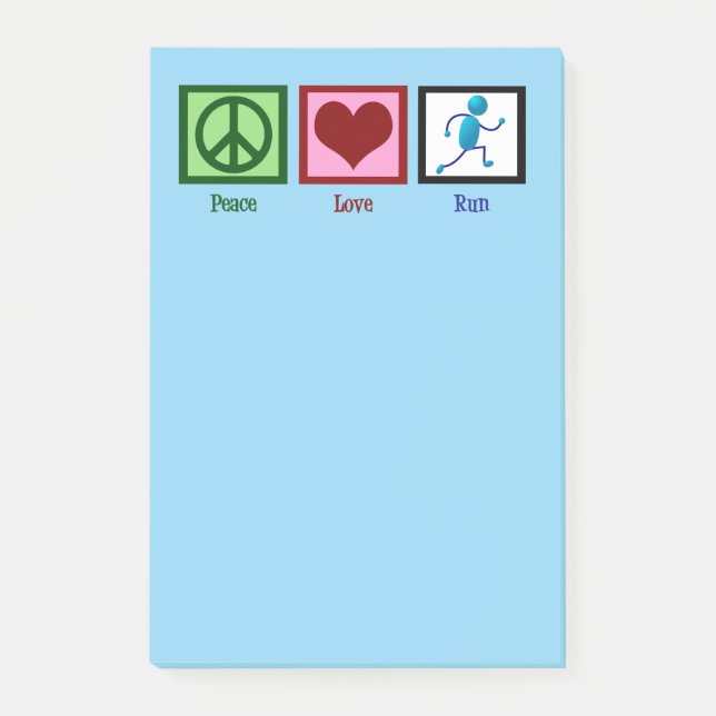 Peace Love Run - Cute Track Runner Post-it Notes (Front)