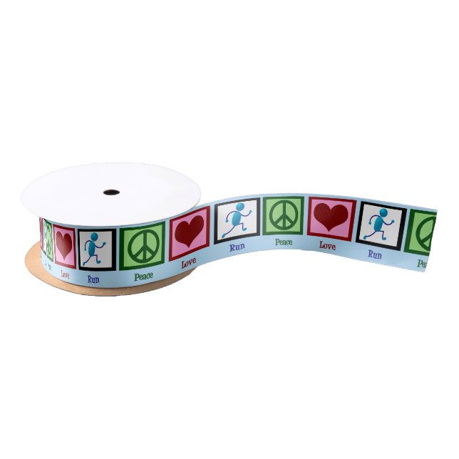 Peace Love Run - Cute Track Runner Satin Ribbon (Spool)