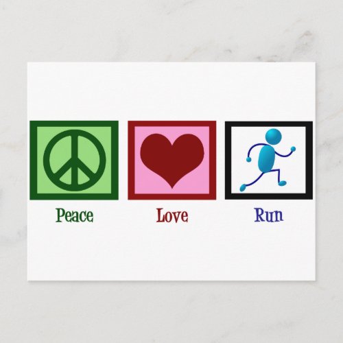 Peace Love Run Postcard