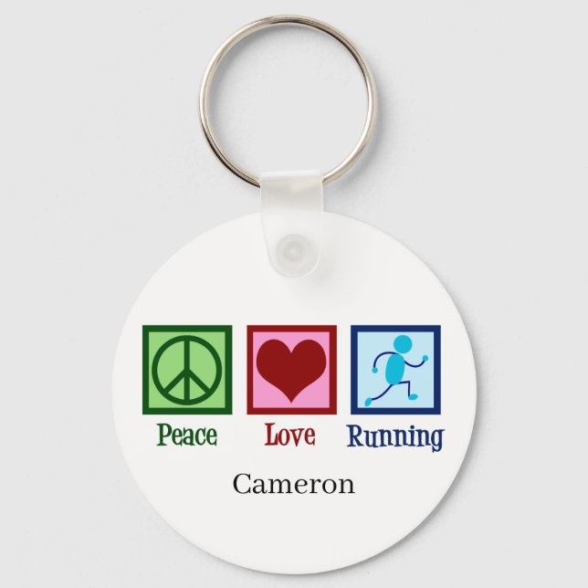 Peace Love Running Cute Custom Runner Keychain (Front)