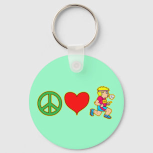 Peace Love Running Cute Runners Products Keychain