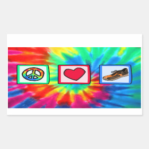 Peace, Love, Running Rectangular Sticker