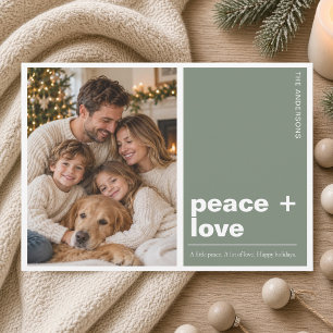 Peace + Love Sage Green Family Holiday Photo Card