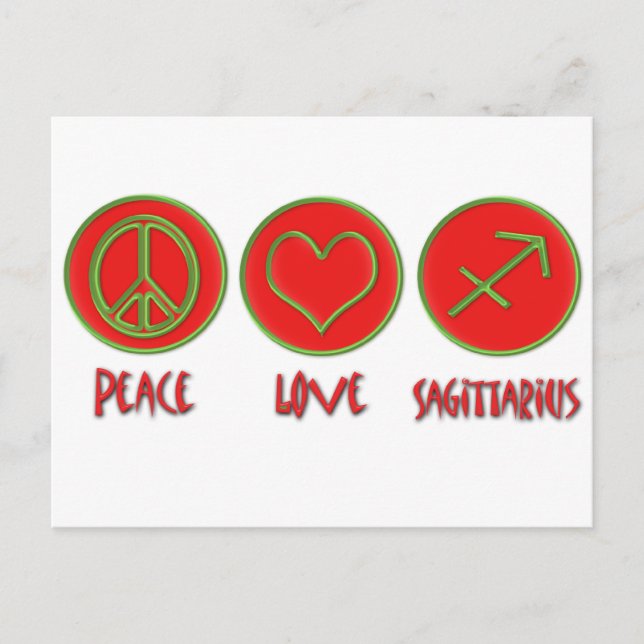 Peace Love Sagittarius Postcard (Front)