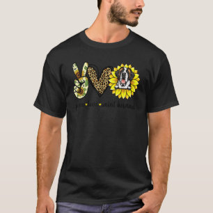 Peace Love Saint Bernard Dog Sunflower T-Shirt