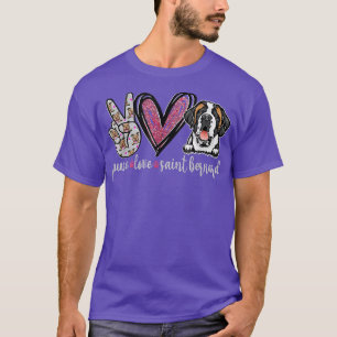 Peace Love Saint Bernard Funny Dog Lovers T-Shirt
