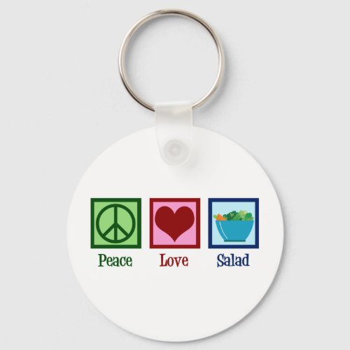 Peace Love Salads Cute Salad Bar Keychain