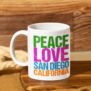 Peace Love San Diego California Coffee Mug