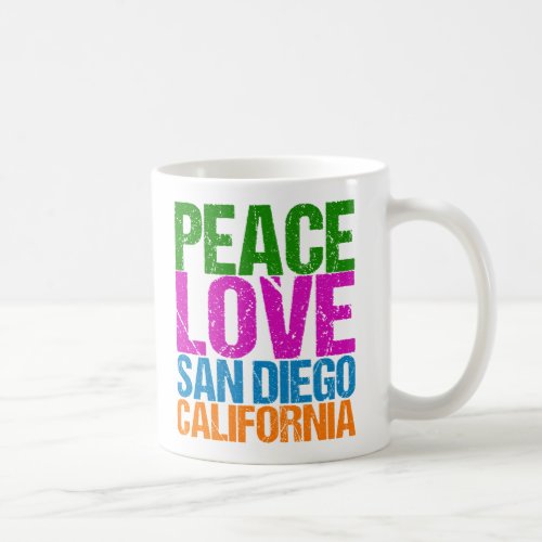 Peace Love San Diego California Coffee Mug