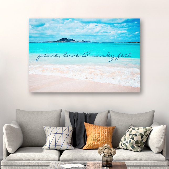 Peace Love Sandy Feet Hawaii Tropical Beach Photo Canvas Print (Creator Uploaded)