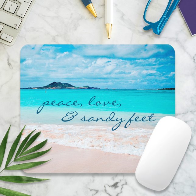 Peace Love Sandy Feet Hawaii Tropical Beach Photo Mouse Pad (Creator Uploaded)
