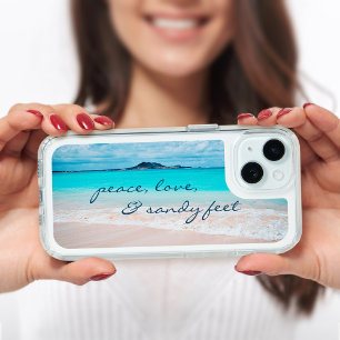 Peace Love Sandy Feet Hawaii Tropical Beach Photo iPhone 15 Case