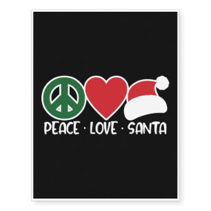 Peace Love Santa, Funny Christmas Season Gifts Temporary Tattoos