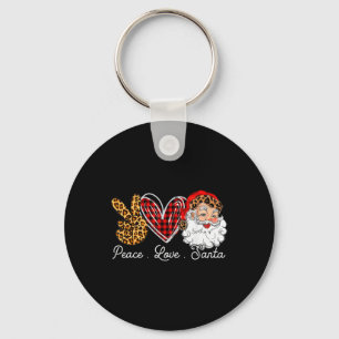 Peace Love Santa Leopard Buffalo Christmas 2021  Keychain