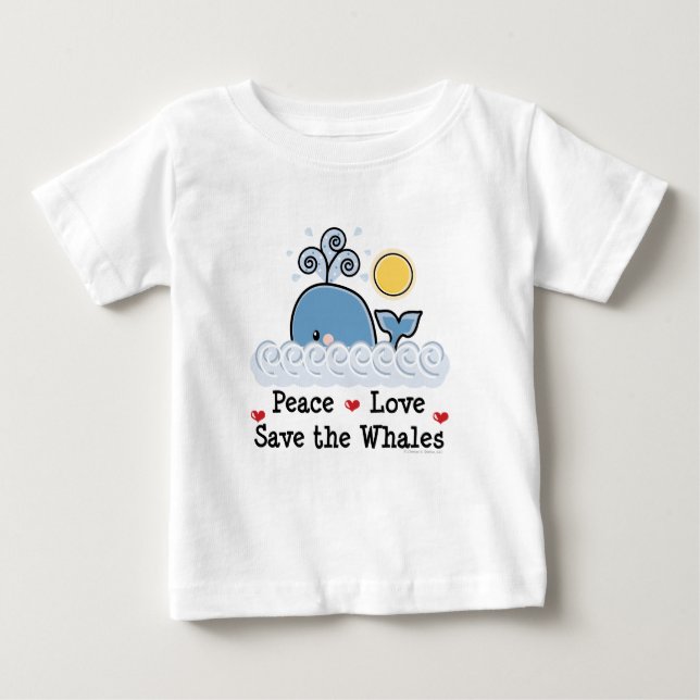 Peace Love Save The Whales Baby T-shirt (Front)