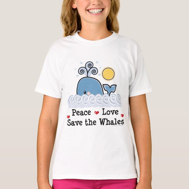 Peace Love Save The Whales Kids Ringer Tee (Front)