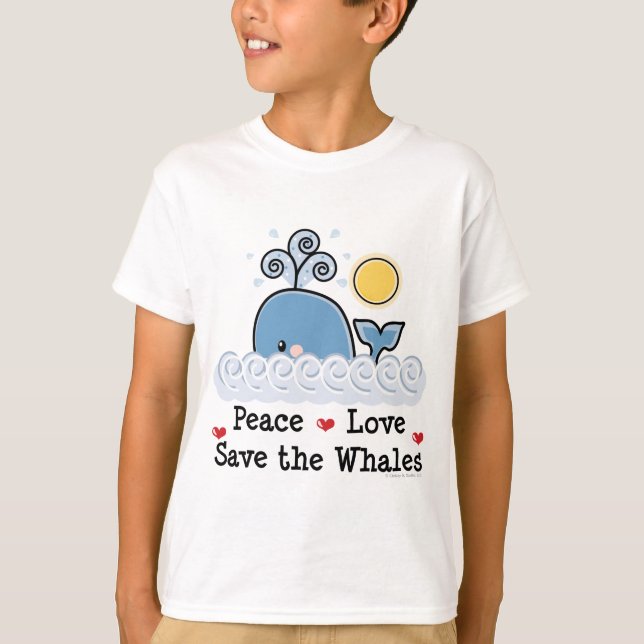 Peace Love Save The Whales Kids Sweatshirt T-Shirt (Front)
