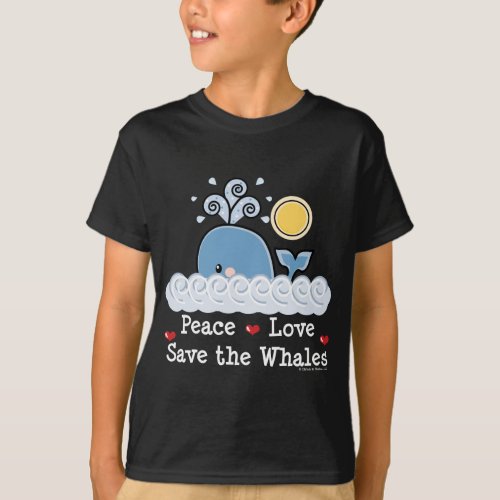 Peace Love Save The Whales Kids T_shirt