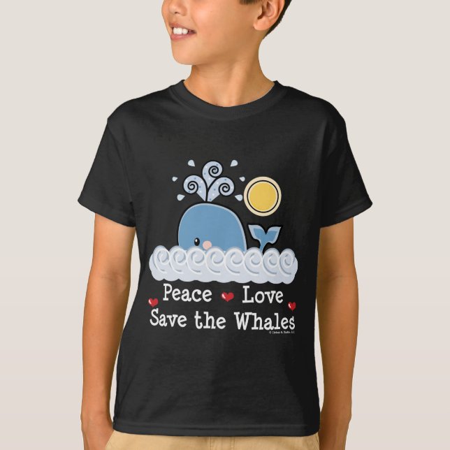 Peace Love Save The Whales Kids T-shirt (Front)