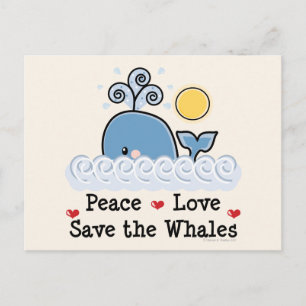 Peace Love Save The Whales Postcard