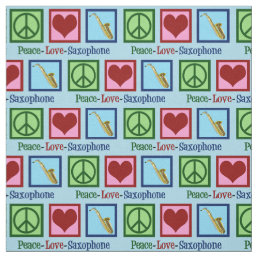 Peace Love Saxophone Fabric