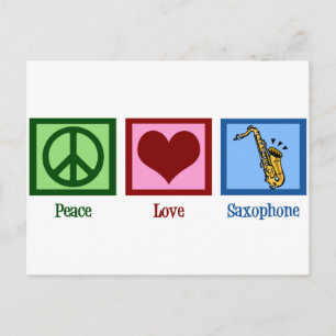 Peace Love Saxophone Postcard