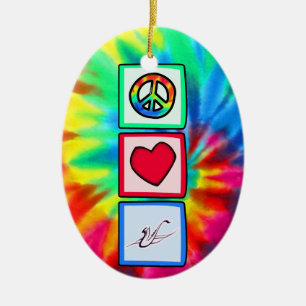 Peace, Love, Saxophones Ceramic Ornament