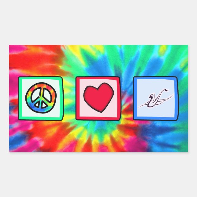 Peace, Love, Saxophones Rectangular Sticker (Front)